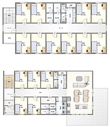 つなぐラボやすおか ワンルームの間取図画像
