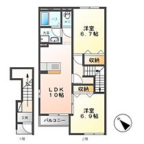 メルヴェイユ 201 ｜ 茨城県筑西市門井（賃貸アパート2LDK・2階・59.95㎡） その2