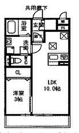 プロムナードII 206｜茨城県つくば市東平塚(賃貸アパート1LDK・2階・33.39㎡)の写真 その2