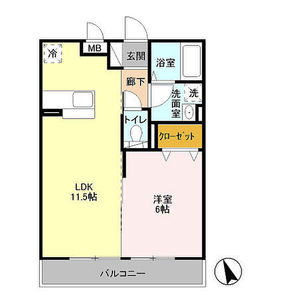 D-Room Saigou 102｜茨城県つくば市西郷(賃貸アパート1LDK・1階・40.07㎡)の写真 その2