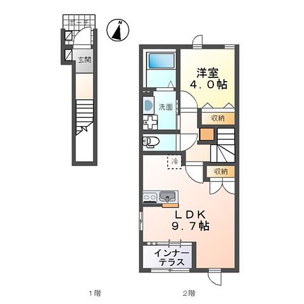 ステラートIII ｜茨城県つくば市篠崎(賃貸アパート1LDK・2階・42.81㎡)の写真 その2