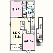 モン・グレイス 201 ｜ 茨城県筑西市海老ヶ島（賃貸アパート2LDK・2階・59.55㎡） その2