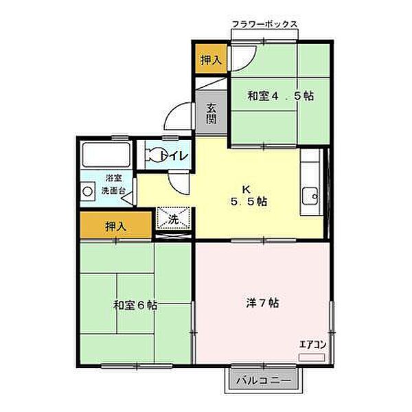 コスモシティ岡野 Ｂ・Ｃ・Ｄ D201｜茨城県つくば市並木3丁目(賃貸アパート3K・2階・47.84㎡)の写真 その2