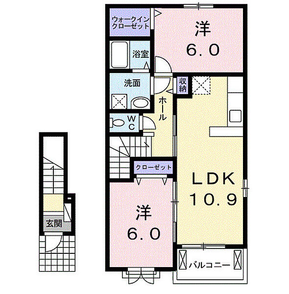 マ・シェリI 202｜茨城県つくば市若栗(賃貸アパート2LDK・2階・57.21㎡)の写真 その2