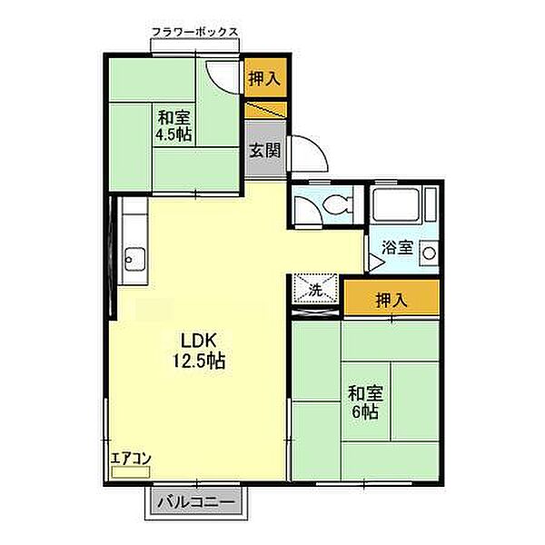 コスモシティ岡野 Ｂ・Ｃ・Ｄ C102｜茨城県つくば市並木3丁目(賃貸アパート2LDK・1階・47.84㎡)の写真 その2