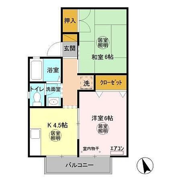 セジュールAI 201｜茨城県土浦市木田余東台4丁目(賃貸アパート2K・2階・40.29㎡)の写真 その2