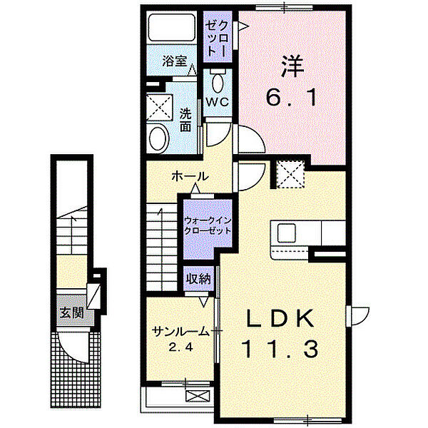 レジデンシアB 205｜茨城県稲敷郡阿見町よしわら5丁目(賃貸アパート1LDK・2階・50.96㎡)の写真 その2