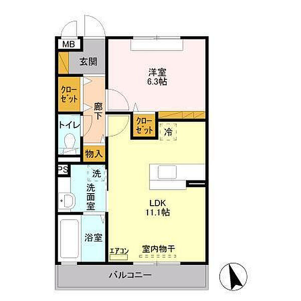 クレイドル 302｜千葉県柏市松ケ崎(賃貸アパート1LDK・3階・45.05㎡)の写真 その2