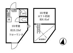 ティ・アーモハート ワンルームの間取図画像