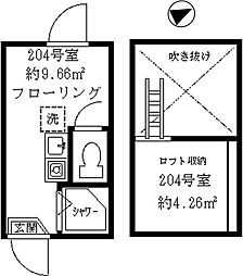 ティ・アーモピュア ワンルームの間取図画像