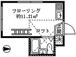ライフピア東中野A ワンルームの間取図画像