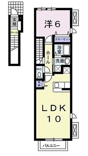 徳島県小松島市南小松島町(賃貸アパート1LDK・2階・42.37㎡)の写真 その2