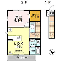 徳島県徳島市北沖洲１丁目（賃貸アパート1LDK・2階・44.89㎡） その2