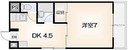 サンシティー佐古 4階1Kの間取り
