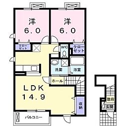 クローバーガーデン 2LDKの間取図画像