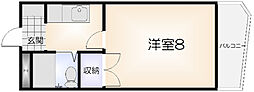メゾンオレンジ2 1Kの間取図画像
