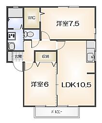 サニーヒル沖浜 2LDKの間取図画像