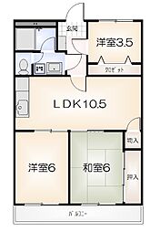 東洋ハイツ 3LDKの間取図画像