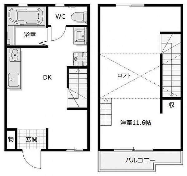 メゾネット・ロゼ B｜徳島県板野郡藍住町矢上字安任(賃貸テラスハウス1LDK・1階・32.00㎡)の写真 その2