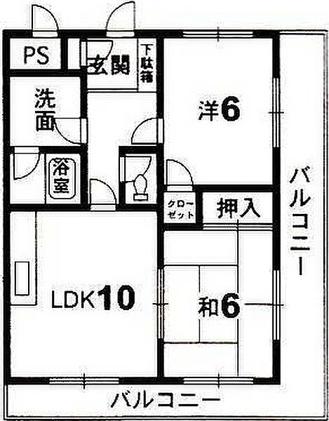 シャルマン新田21 3｜徳島県徳島市名東町1丁目(賃貸マンション2LDK・3階・50.70㎡)の写真 その2