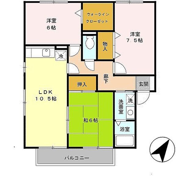 兵庫県加古川市加古川町北在家(賃貸アパート3LDK・2階・70.43㎡)の写真 その2