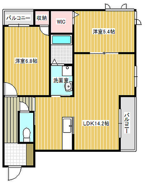 兵庫県加古川市平岡町新在家(賃貸マンション2LDK・2階・60.59㎡)の写真 その2