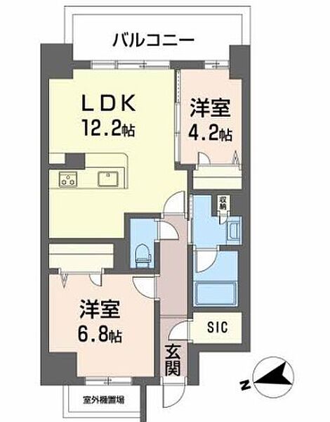 兵庫県姫路市東延末1丁目(賃貸マンション2LDK・2階・57.06㎡)の写真 その2