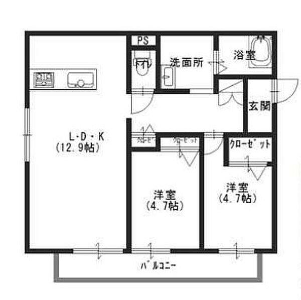 兵庫県加古川市平岡町一色(賃貸アパート2LDK・1階・56.69㎡)の写真 その2