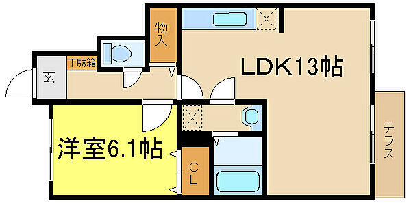 兵庫県姫路市広畑区西蒲田(賃貸アパート1LDK・1階・44.92㎡)の写真 その2