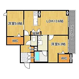 シャーメゾンアンビハウス　グランデ 2階2LDKの間取り