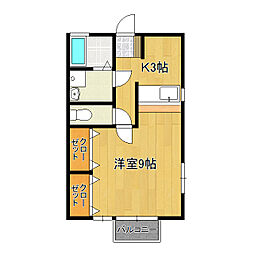 サイエンスヒルズ 1Kの間取図画像