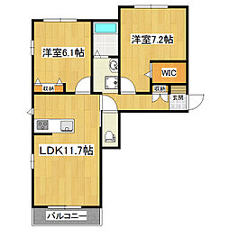 リッツガーデン学園の森 2LDKの間取図画像