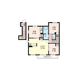 MASTLIFE研究学園PlusA 3LDKの間取図画像