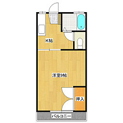 シルクハイツC 1Kの間取図画像