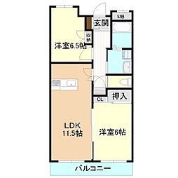 パークヒルズやまのいソフィア館 2LDKの間取図画像