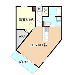 エクセリオン 1LDKの間取図画像