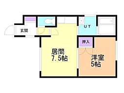 ノースサイド3.3 1DKの間取図画像