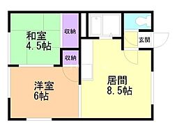 寺田ハイツ 2LDKの間取図画像