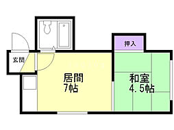 サンクレスト白石D 1LDKの間取図画像