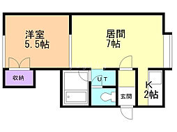 グランデージ 1LDKの間取図画像