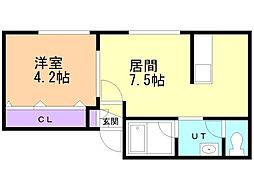アイビーパレス34 1DKの間取図画像