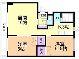 サンローヤル 2LDKの間取図画像