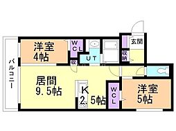 札幌市白石区東札幌五条2丁目マンション 2LDKの間取図画像