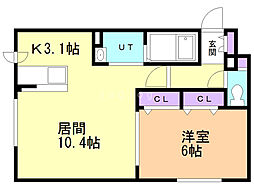 コンフォート栄通 1LDKの間取図画像