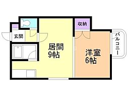 パルコート62 1DKの間取図画像