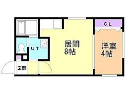 フラットJ南郷通 1LDKの間取図画像