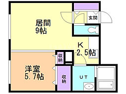 サクラコンフォートK 1LDKの間取図画像