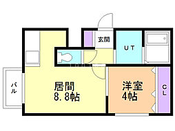 ヴィラ本通南 1LDKの間取図画像