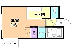 ファーストフラット 1Kの間取図画像