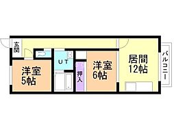丸一ビルコーポエイト 2LDKの間取図画像